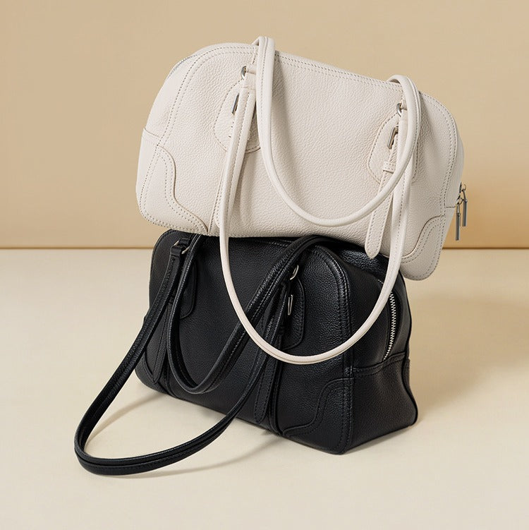 Genuine leather handbags Large Purses for women Fashion handbags  Small leather shoulder bag for everyday use Work bags for women Structured leather bag  No logo genuine leather shoulder bag