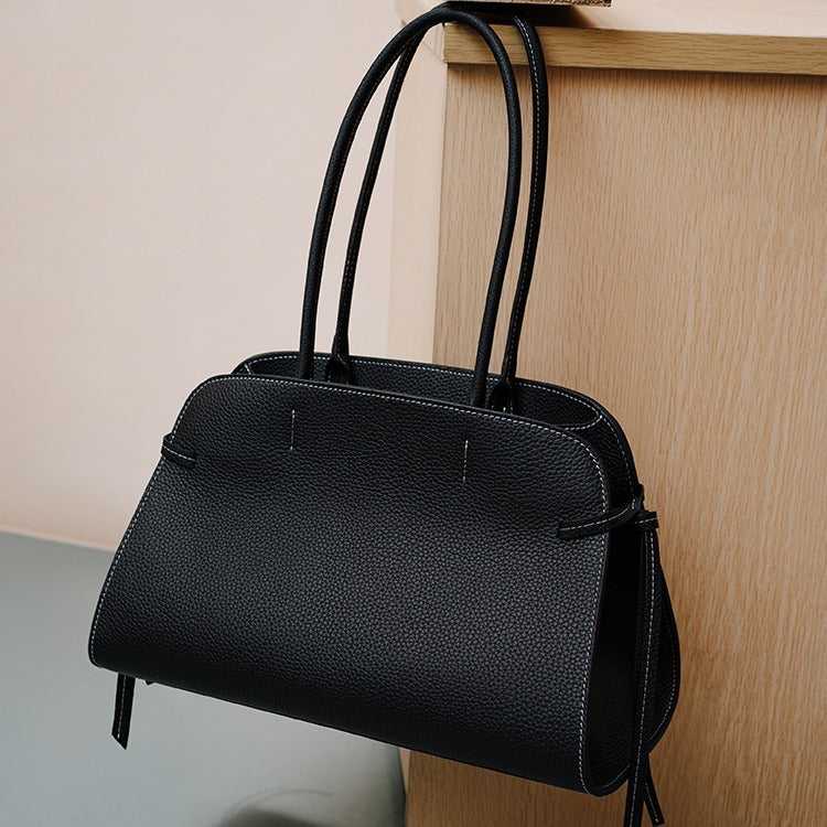 Top grain leather tote bag office Women’s bags Fashion handbags  Genuine leather handbags  shoulder bag for everyday use Minimalist leather purse no logo Structured leather bag