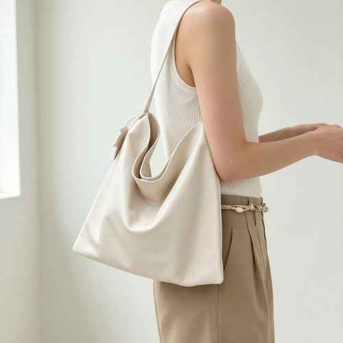 Cowhide Large‑Capacity Tote Bag, Minimalist Soft‑Genuine‑Leather Shoulder bag