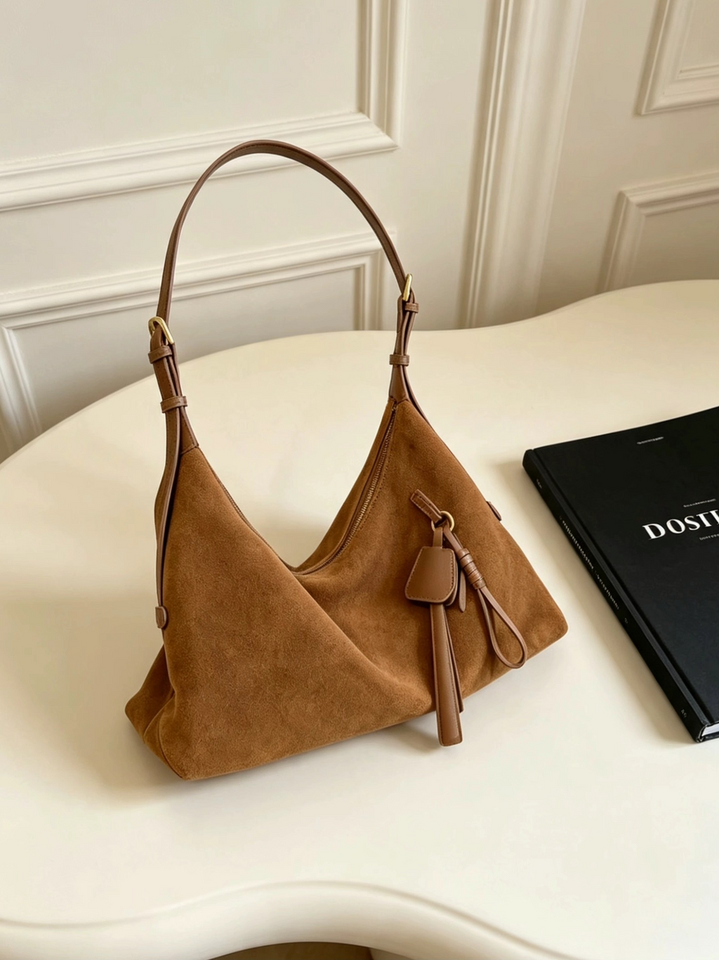Suede Underarm Bag, Large‑Capacity Fashion‑Forward Commuter Soft‑Leather Dumpling Shoulder bag