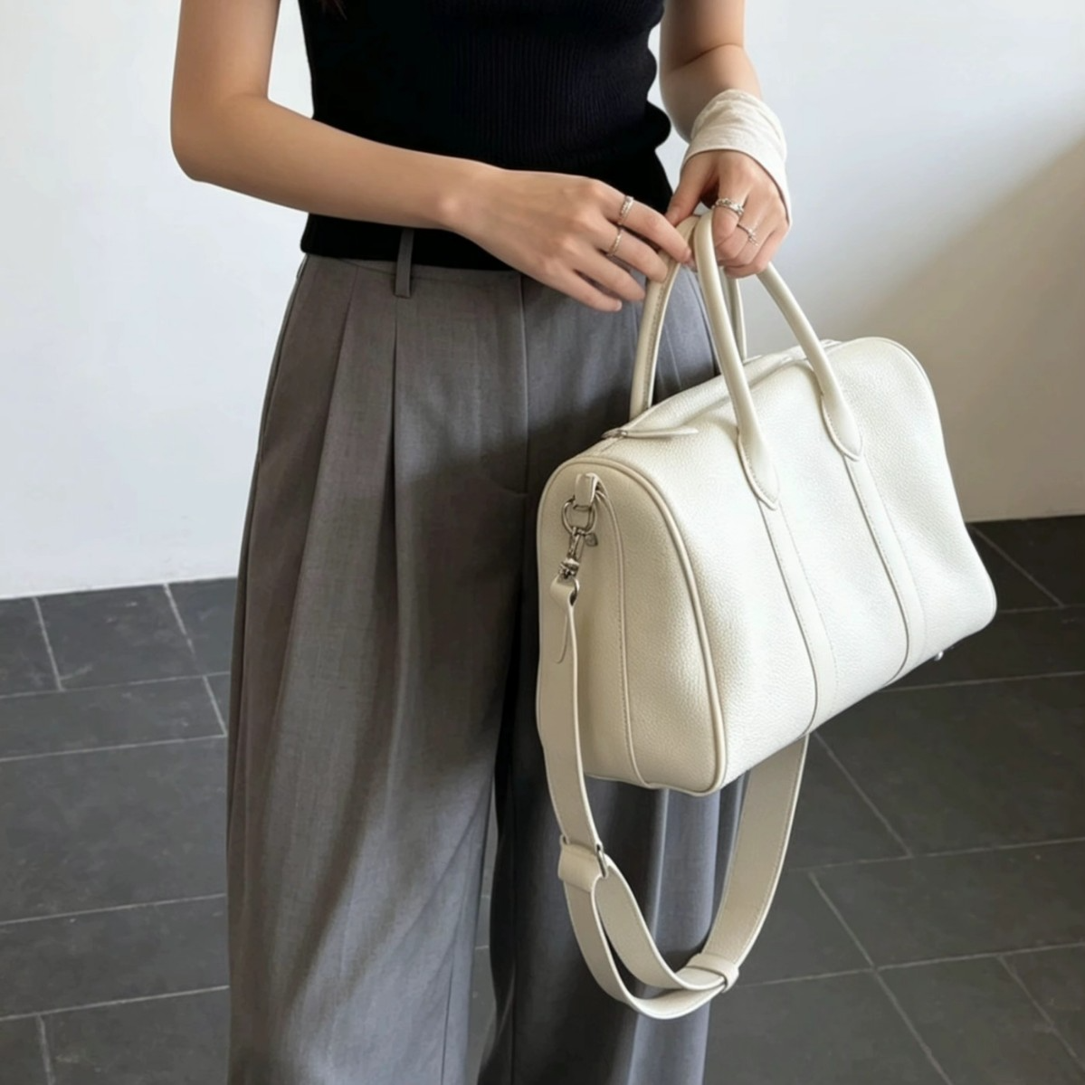 Top Grain Leather Boston Pillow Bag | Large Capacity Casual Travel Genuine Leather Crossbody & Shoulder Bag